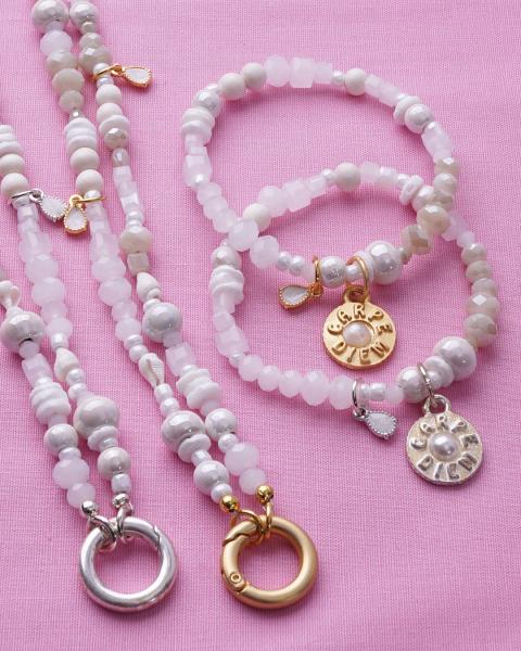 WhiteSands 88 GoldShiny, lange Edelstein Wechselkette